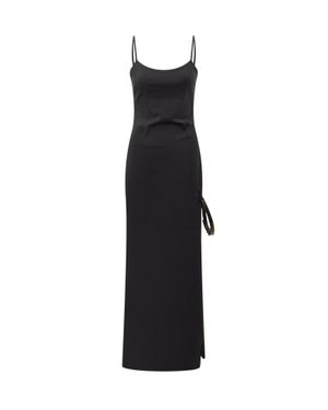 Coperni Tailored Long Dress With Subtle Stripes - Black