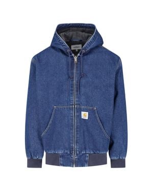 Carhartt Hooded Zip Denim Jacket - Blue