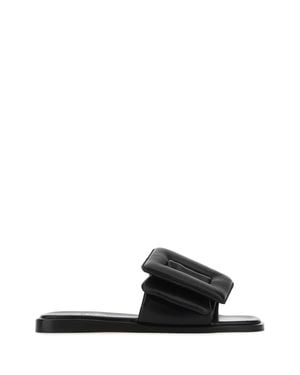 Boyy Leather Puffy Slippers - Black