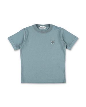 Stone Island Boy's Cotton T-Shirt With Logo Patch - Blue