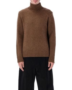 Studio Nicholson Loris Yak And Merino Wool High-Neck Knit - Brown