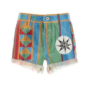 Loewe Paula's Ibiza Embellished Denim Paula S Ibiza Shorts - Blue