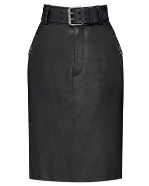 Saint Laurent Belted Pencil Skirt - Black
