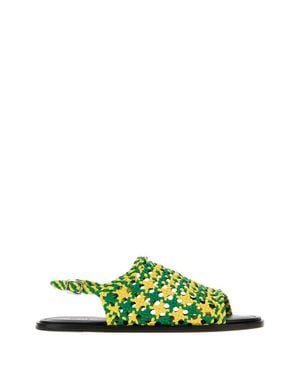 JW Anderson Mesh Net Sandals With Leather Sole - Green