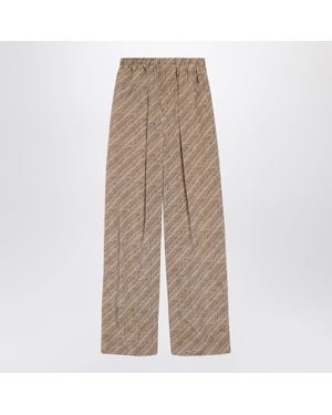 Balenciaga And Monogram Silk Crêpe Pants - Natural