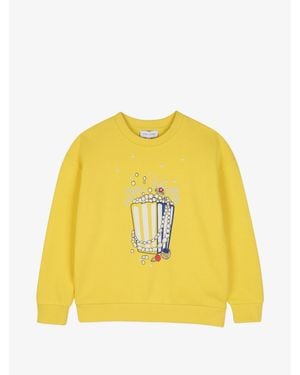 Marc Jacobs Girl's Popcorn Print Cotton Sweater With Faux-Pearl Details - Yellow