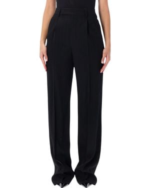 Saint Laurent High-Waist Tailored Pinstripe Pants - Black
