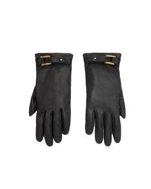 Ami Paris Signature Leather Gloves - Black