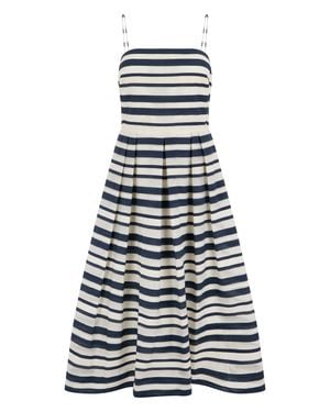 Ralph Lauren Midi Dress Striped Cotton Blend - Blue