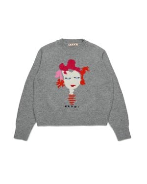 Marni Chic Mini Sweater For Girls - Gray