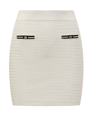Amiri Chic Mini Skirt With Logo Detail - Natural