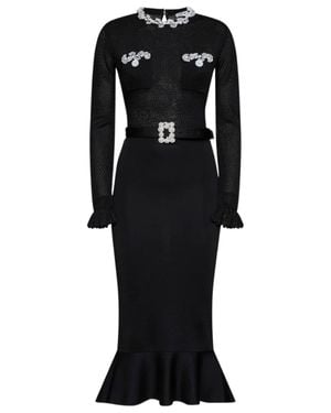 Self-Portrait Mini Dress With Removable Belt, Functional Pockets & Back Hook-And-Eye Closure - Black
