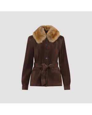 Saint Laurent Leather Jacket - Brown