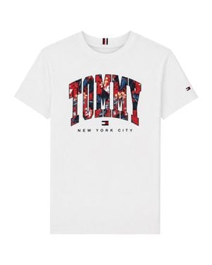 Tommy Hilfiger Boys Organic Cotton Tropical Varsity T-Shirt - White