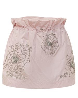 Des Phemmes Mini Skirt With Floral Embroidery - Pink