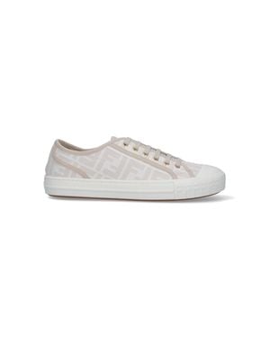 Fendi Lightweight Resin-Coated Sneakers - White