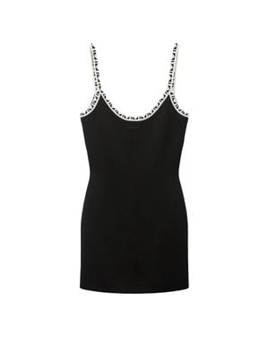 Versace Embroidered Logo Mini Dress With Round Neckline - Black