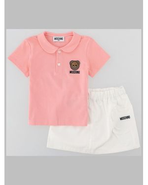 Moschino Mini Polo-Shirt And Skirt Set For Girls - Pink