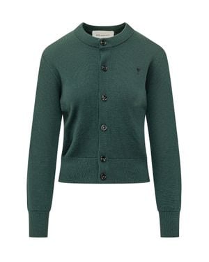 Ami Paris Crewneck Cardigan - Green