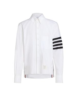 Thom Browne Straight Fit Button-Down Long Sleeve Shirt - White