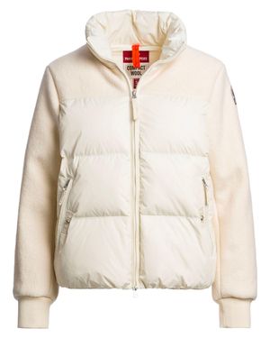 Parajumpers Quilted Puffer Coat With Duck Down Fill, Two-Way Zip & Ribbed Cuffs - Natural