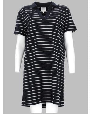 A.P.C. Striped Cotton V-Neck Polo Dress - Black
