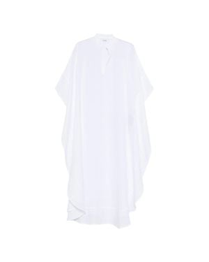 120% Lino Linen Kaftan V-Neck With Side Slits - White