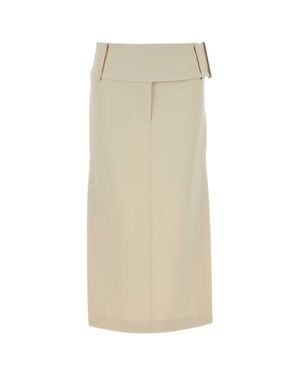 Sportmax Ivory Stretch Viscose Fronda Skirt - White