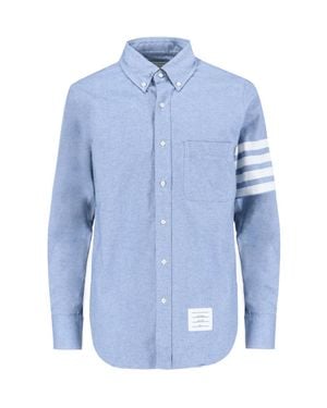 Thom Browne 100% Cotton Button-Front Shirt - Blue