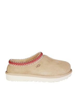 UGG Mini Slippers With Embroidered Detail - Natural