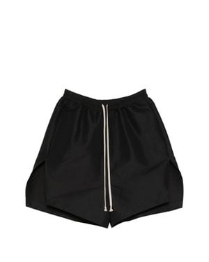 Rick Owens Stiff Drawstring Shorts With Slits - Black