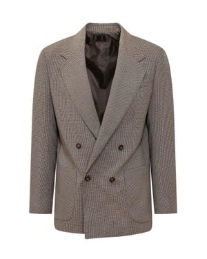MARSĒM Double-Breasted Blazer Jacket With Four-Button Front And Utility Pockets - Gray