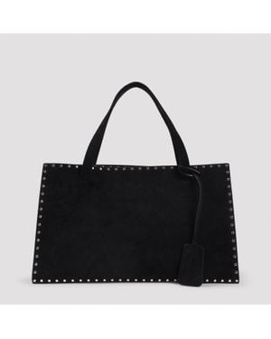Phoebe Philo Mini Studded Suede Basket Handbag - Black