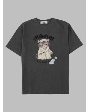 MSGM Cotton T-Shirt For - Gray