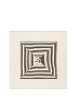 TOTEME Silk Monogram Scarf With Contrasting Edges And Logo Label - Natural