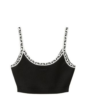 Versace Embroidered Logo Top - Black