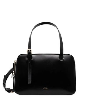A.P.C. A. P.C. Mini Smooth Leather Handbag With Adjustable Crossbody Strap And Logo - Black