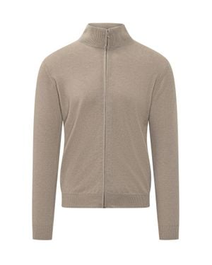 FILIPPO DE LAURENTIIS Full-Zip Wool Cashmere Cardigan - Gray