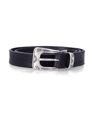 Mancini 1979 Western Leather Belt With Engraved Buckle - Blue