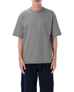 Still By Hand Refined Striped Relaxed Fit T-Shirt - Gray