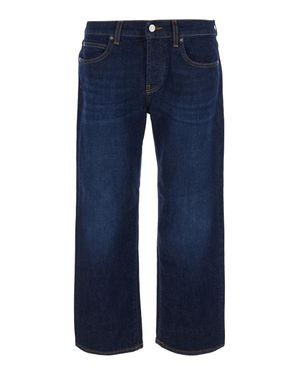 Roy Rogers Wide-Leg Logo Patch Denim Jeans With Five-Pocket Design - Blue
