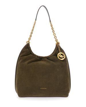 MICHAEL Michael Kors Indie Shoulder Handbag With Chain Strap, Logo Pendant And Suede - Brown