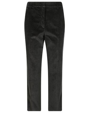 Weekend by Maxmara Slim Velvet Pants With 1000 Stripe Detail - Black