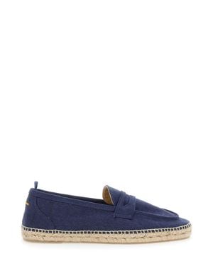 Castañer Suede Slip-On Espadrilles With Diamond-Cut Mask - Blue