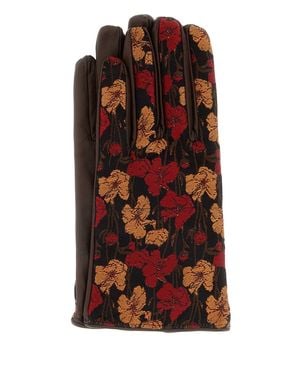 Dries Van Noten Cotton And Leather Gloves - Red
