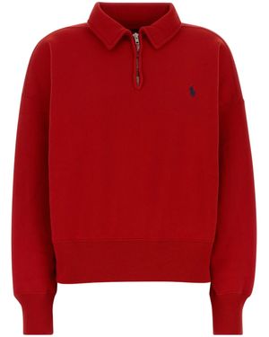 Ralph Lauren Half-Zip Cotton-Blend Sweatshirt - Red