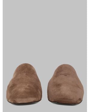 Max Mara Flat Leather Loafer-Style "Tessile" - Brown