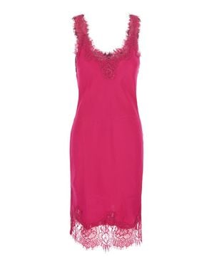 Gold Hawk Megan V-Neck Lace-Trim Spaghetti Strap Sleeveless Dress - Pink