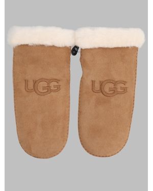 UGG Logo Sheep Leather Gloves - White