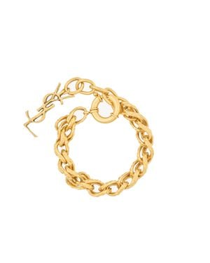 Saint Laurent Rope Chain Bracelet With Wave-Embossed Links, Adjustable Spring Ring Clasp & Cassandre Charm (S: 16.5 Cm; 17.5 Cm) Made - Metallic